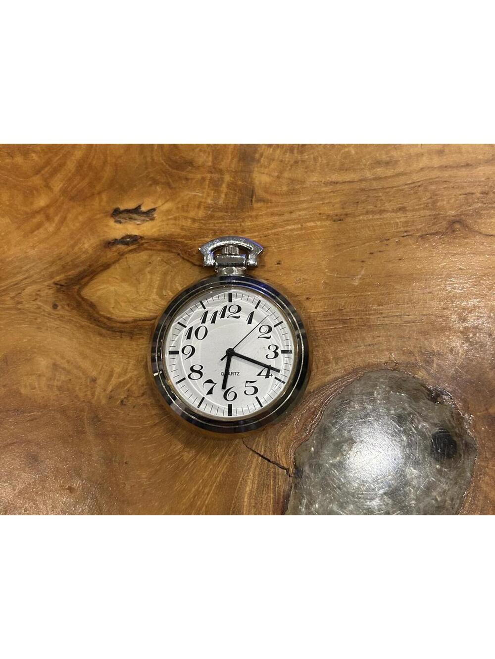 Classic Silver Pocket Watch with White Dial